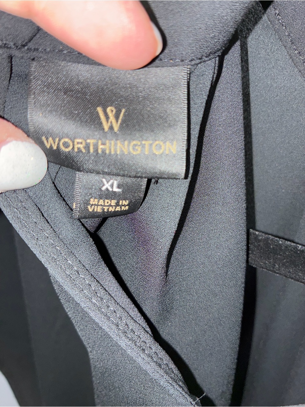 Worthington Black Pleated Keyhole Blouse - Picture 2 of 3
